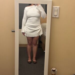 White Fox Boutique Off-Shoulder White Mini Dress